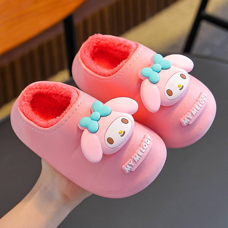 Sanliou otoño y invierno bolsas de niños zapatos de tacones de algodón para niñas calientes y almacenamiento impermeable Lomi zapatillas de algodón para padres e hijos