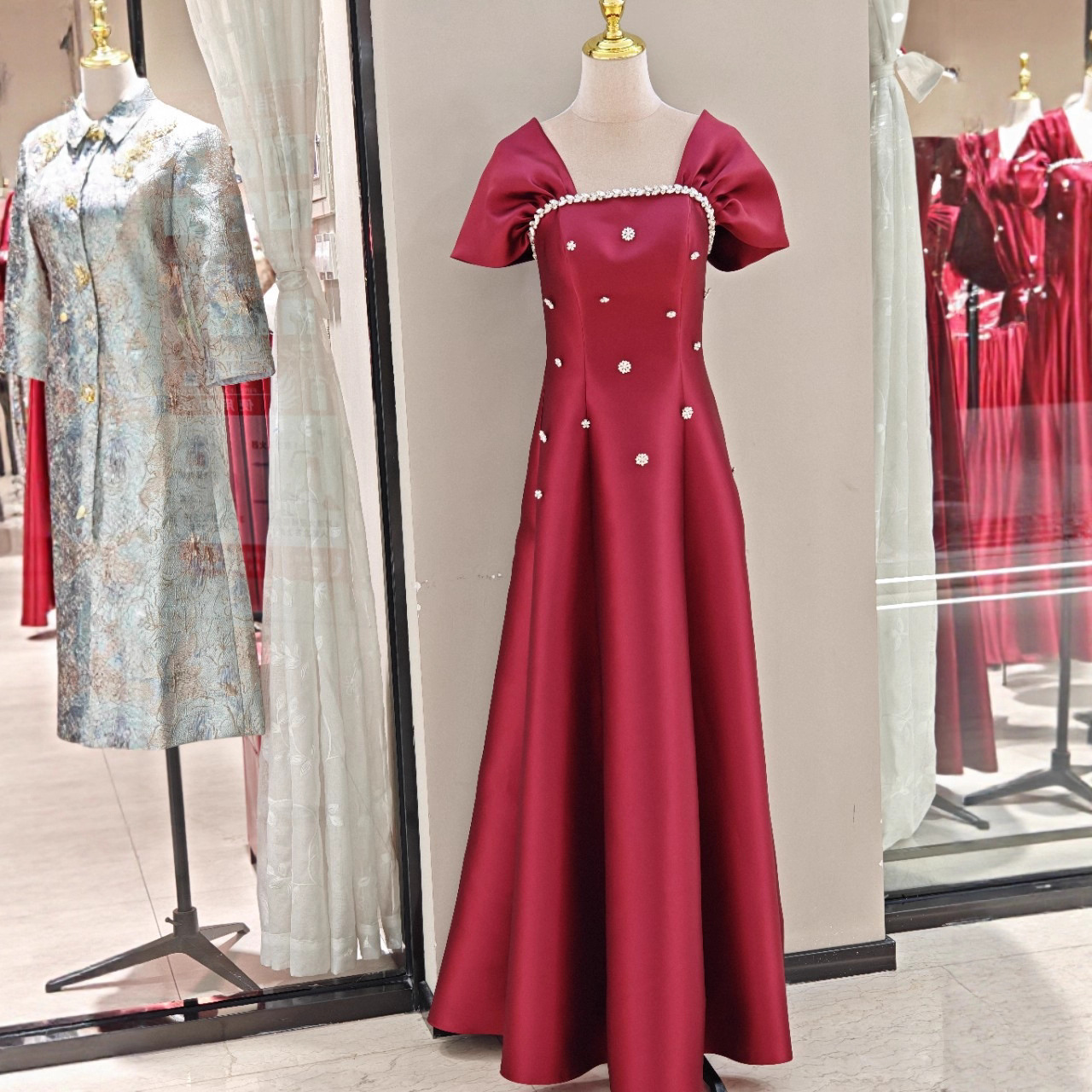 Burgundy Toast Dress for Bride 2025 New Chorus Performance Dress for Home Wedding Banquet Host Dress