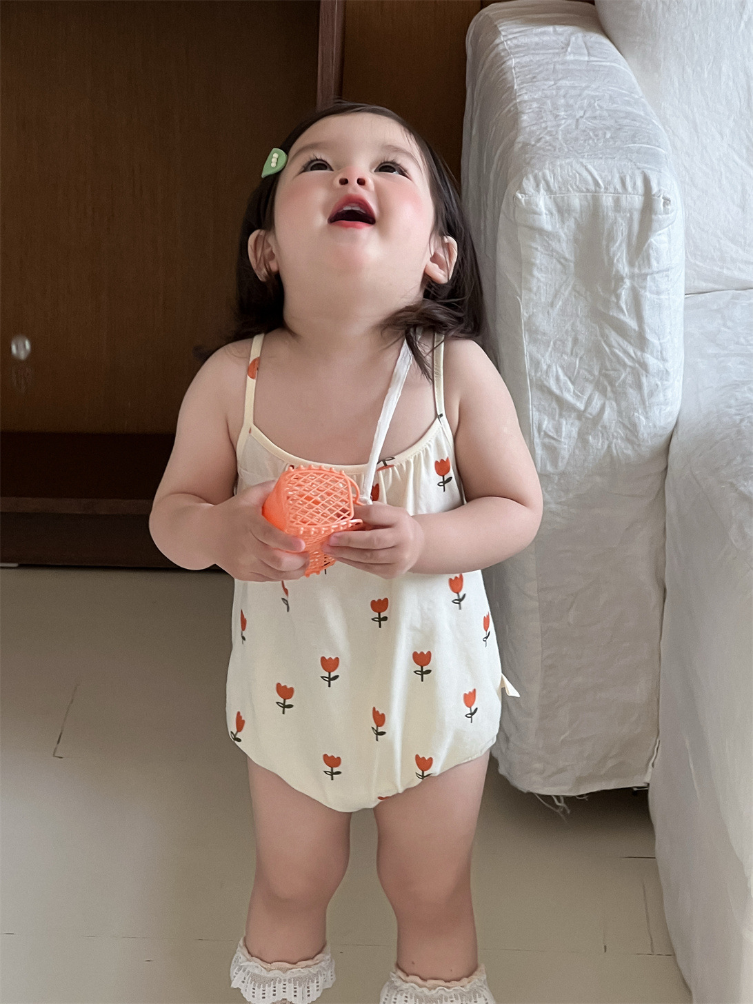 Mono de tirantes finos para niñas, estilo coreano, ropa infantil, novedad 2026, pelele triangular para bebé, mono para recién nacido image 8