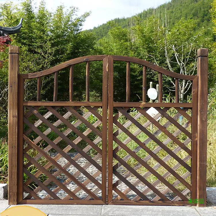 Огородный сад садоводство деревянный забор забор наружный забор Дверная дверь двойной открытый деревянный антикоррозийный двор портал Дверная дверь
