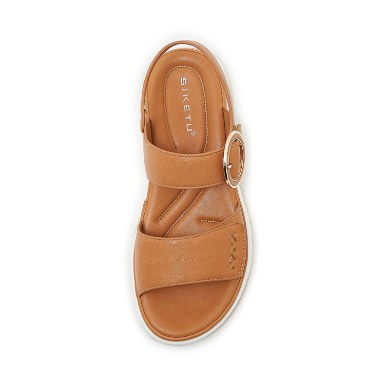Sandal nữ đế dày khóa kim loại mềm chống trượt — màu đen, màu nâu nhạt, màu mơ chi tiết 29