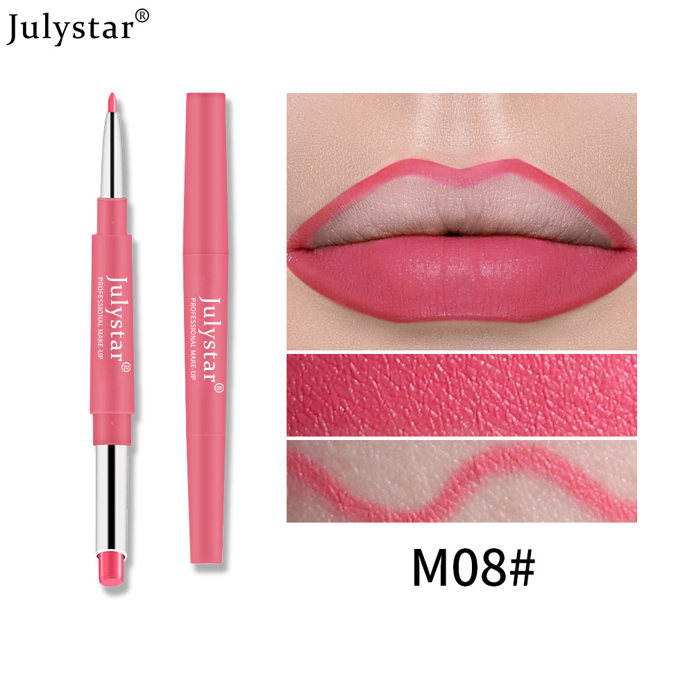 European and American cross-border double-headed red lip liner pens that do not fade or stick to the cup, pink rotating lipstick pens, wholesale of foreign trade cosmetics undefined