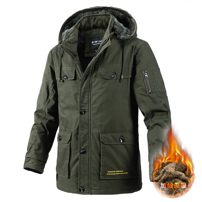 AliExpress transfronteriza abrigo de invierno de algodón acolchado abrigo de los hombres forrado de lana engrosada gordo de los hombres más el tamaño cálido Chaqueta de algodón acolchado de moda