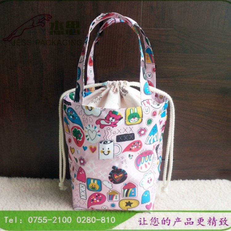 设计新款帆布日韩饭盒收纳包印花手提包上班族便携保温包量大从优