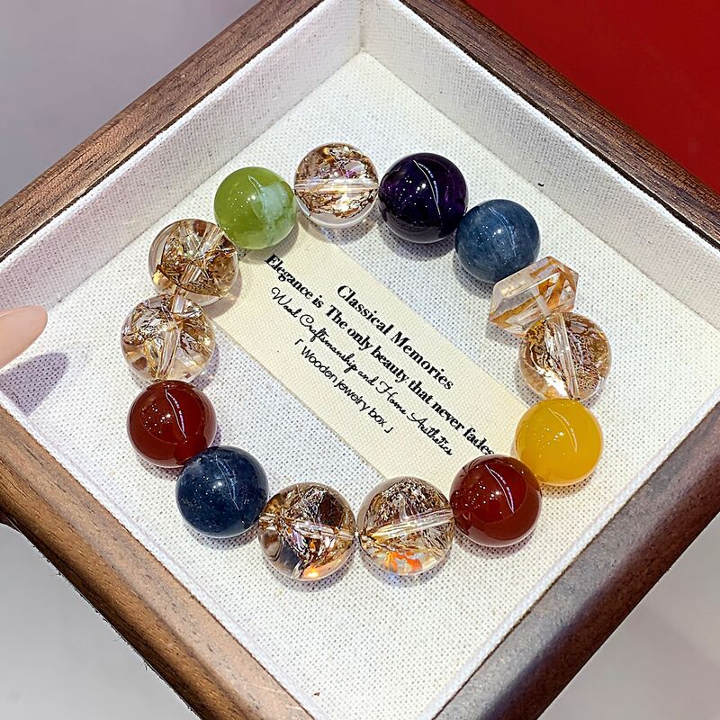 Natural Gold Foil Explosion Bracelet Christmas New Year Gift Bracelet Duobao Bracelet DIY Crystal Bracelet