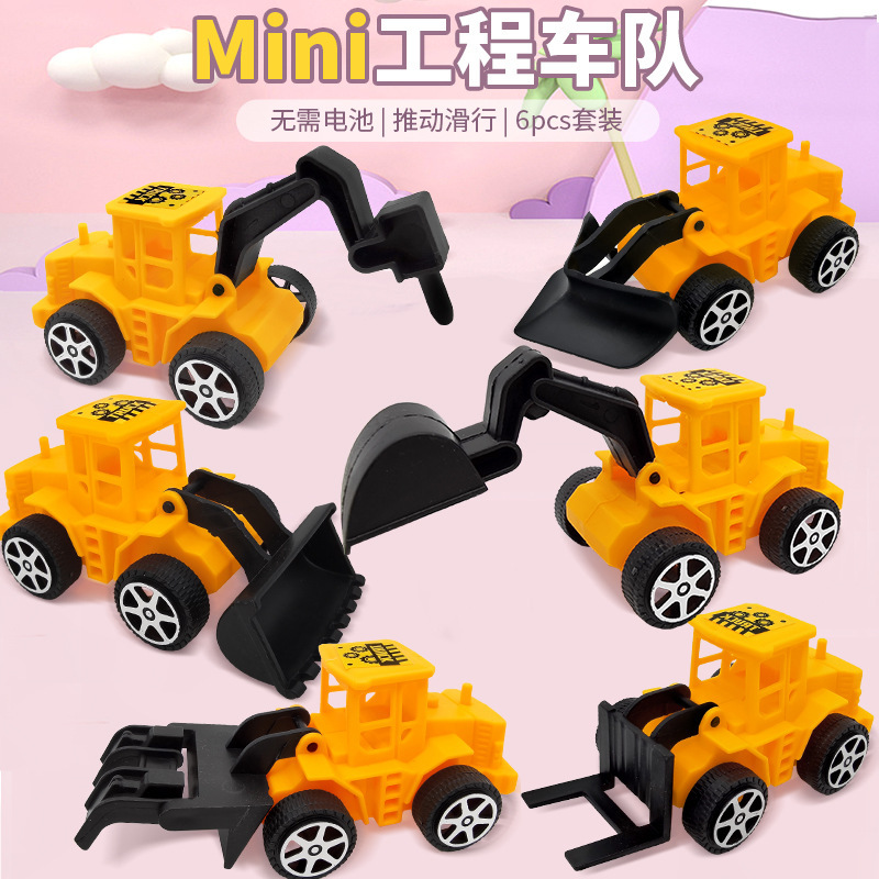 6 loaded sliding engineering truck toy excavator toy crane bulldozer truck toy car suit wholesale
