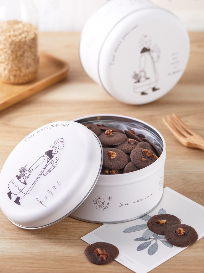 Galletas de Navidad, caja de hierro, caja de embalaje, dulces, bocadillos de cacao, bocadillos, latas redondas vacías.