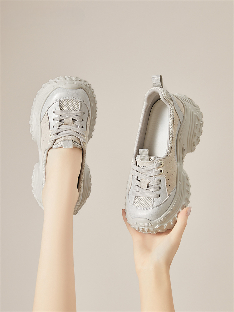 Giày sneaker nữ đế dày lưới thoáng khí phong cách Đức Huấn mùa hè 2025 — Màu xám 3125404004, Hồng 3125404004