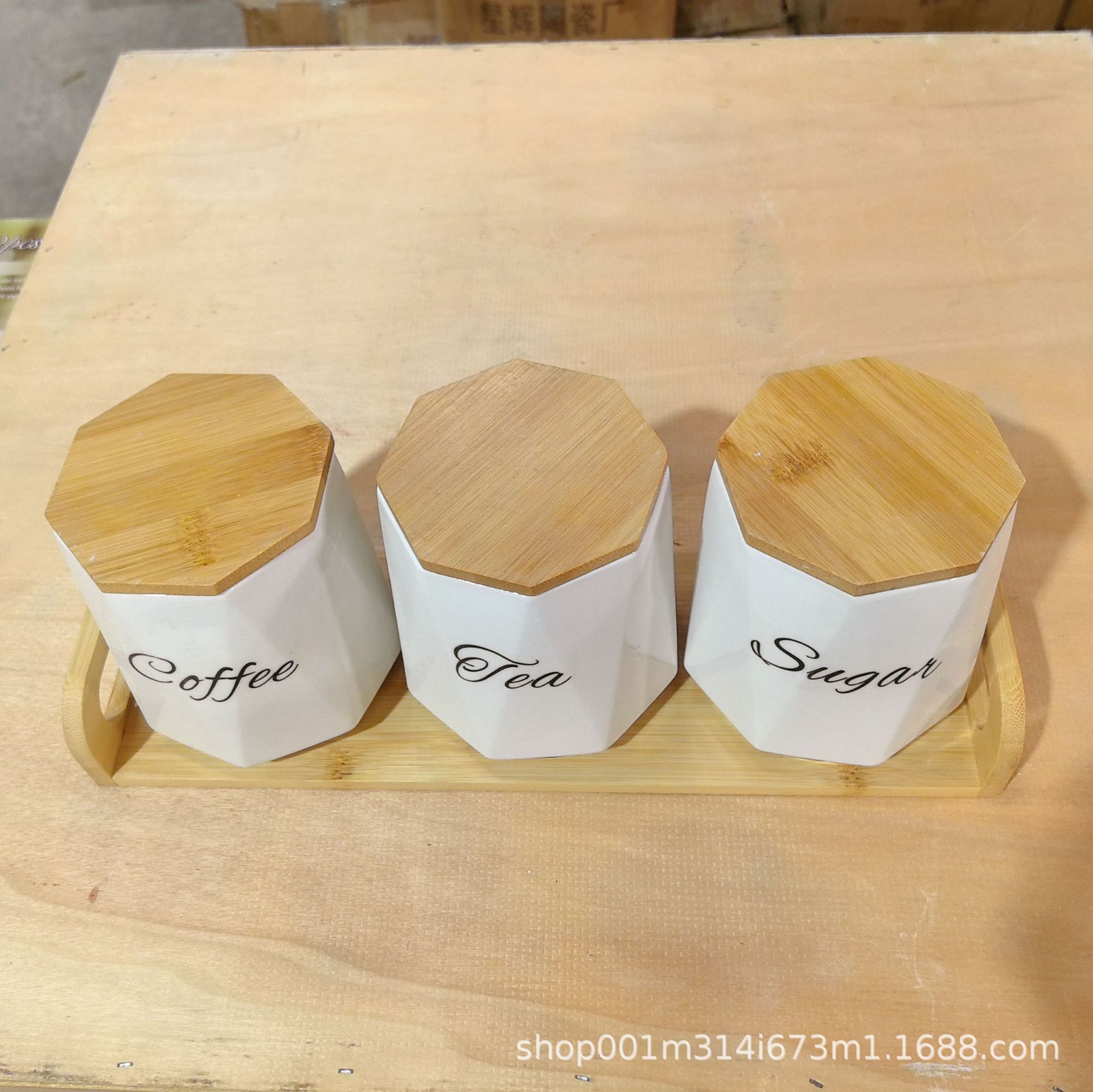 Cocina doméstica de cerámica contenedor de gran capacidad de contenedor de sellado de granos de café, té, dulces de tres piezas set