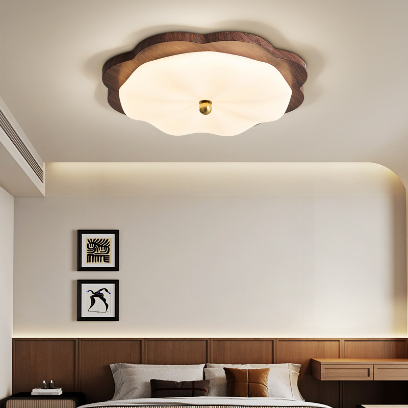 Lámpara de dormitorio retro americano Lámpara de techo de estudio Wabi-Jifeng Lámpara de dormitorio principal Lámpara de habitación de nogal