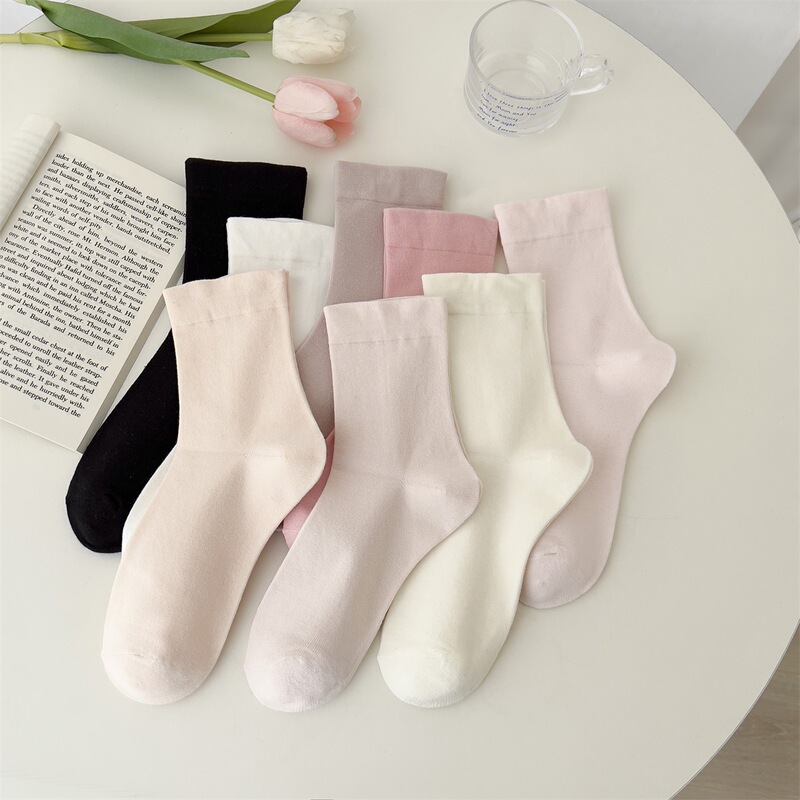 Socks Women's New Korean-style Gentle Loose Mid-length Socks Japanese-style ins Trendy Academic-style Pink Tender Girl's Cotton Socks