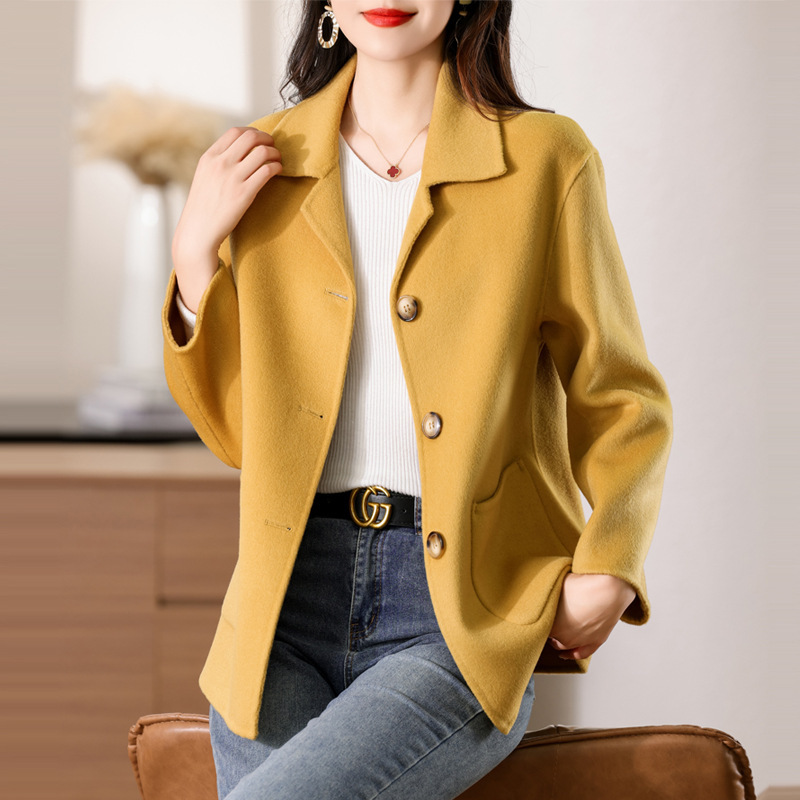 Women's Suit Collar Double-Sided Wool Coat Women's Short Loose 2024 Autumn and Winter New Style Petite Coat Women's Woolen Coat