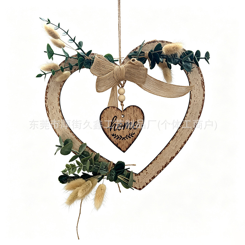 Decoración Colgante de Pared en Forma de Corazón de Madera Impresa para Hogar