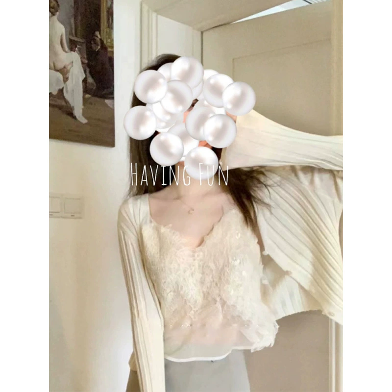 Весенний кружевной вязаный кардиган, французский стиль, стиль Chanel, утягивающий эффект