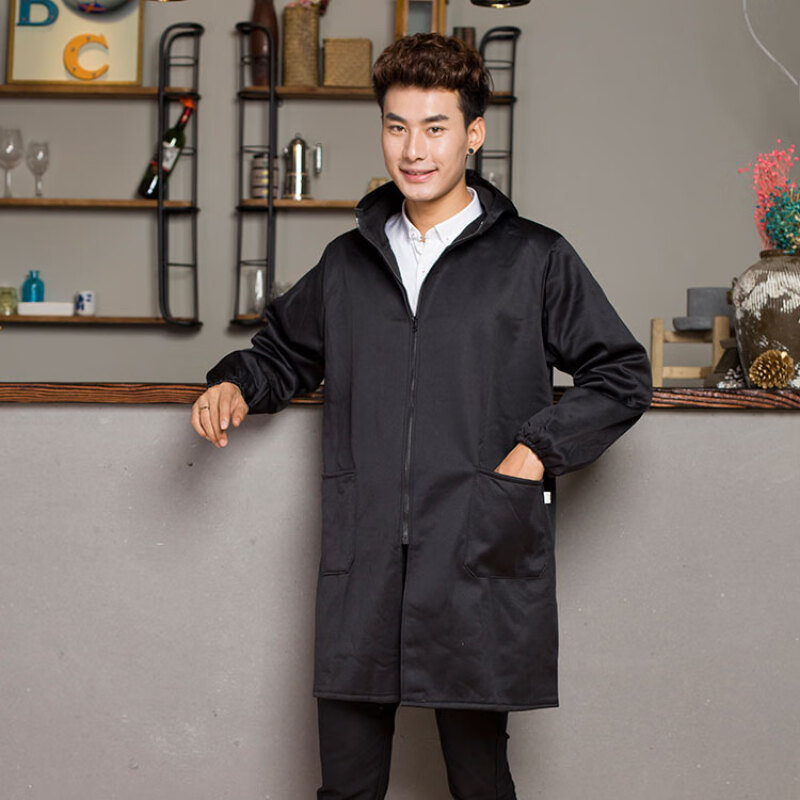 Warren Velvet Protective Coveralls for Adults and Men, Waterproof and Oil-proof, Thickeneded Kitchen New Apron with Long Sleeves