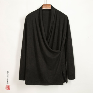 2022 autumn and winter New Chinese style men's clothing retro trendy improved pullover Hanfu coat plus size knitted ethnic style