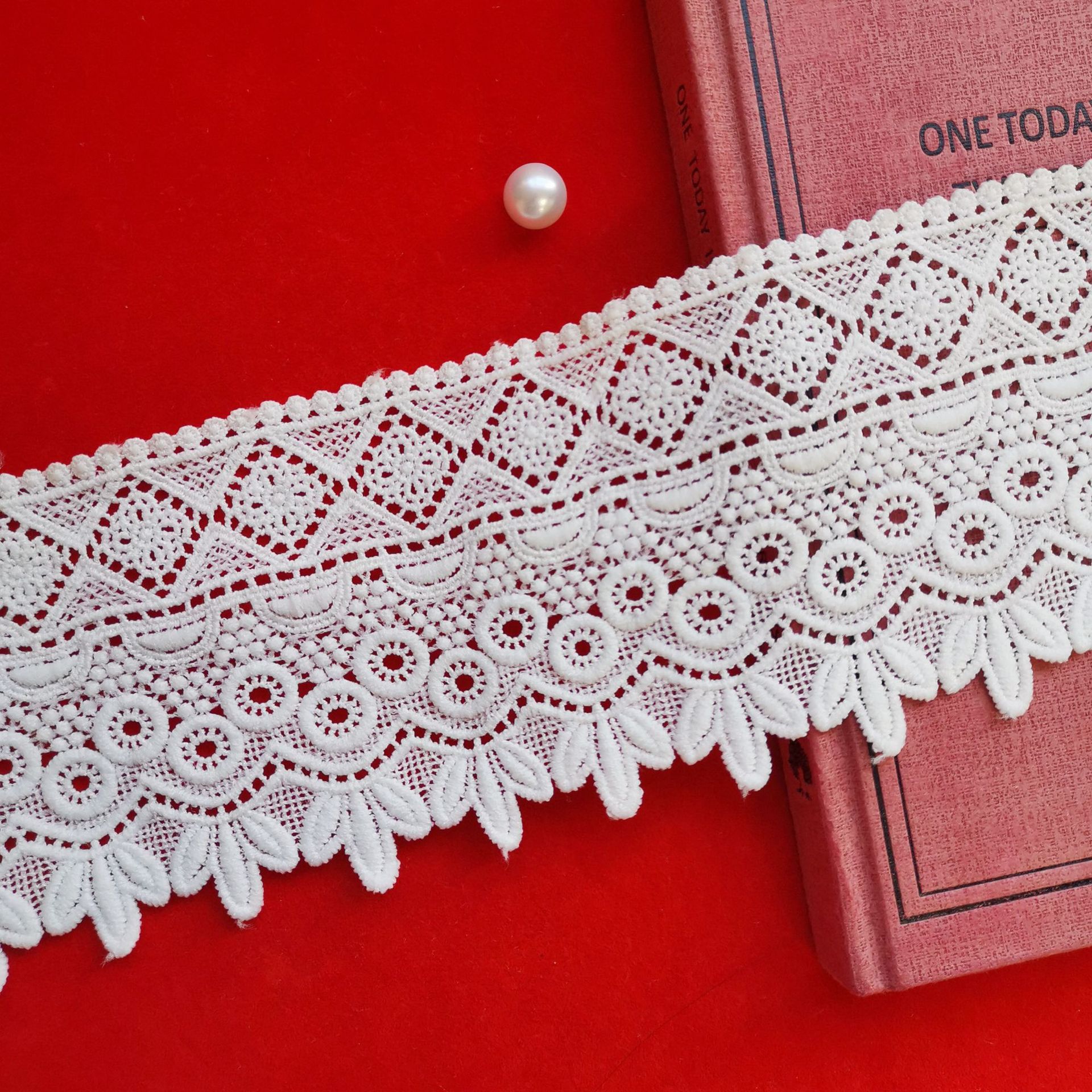 丽佳花边 质优价美牛奶丝条码9CM水溶刺绣蕾丝花边家纺女服装辅料