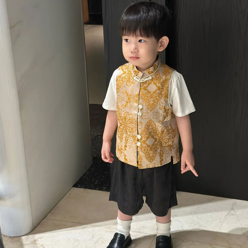 男童新中式汉服儿童夏装2025新款薄款中国风外穿马甲女宝高端衣服|undefined