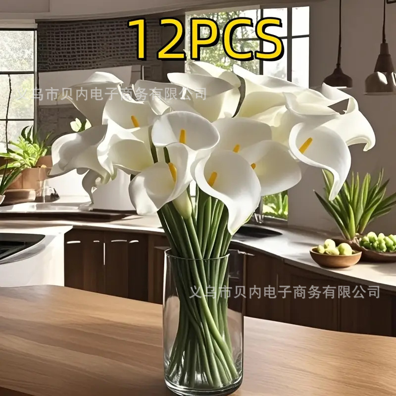12 Mini Artificial Calla Lilies Cross-Border Artificial Flowers Bridal Bouquets Home Decoration Artificial Plant Photography Props