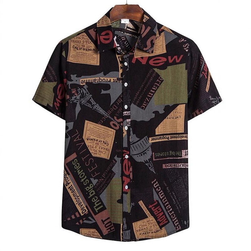 European and American 2023 Foreign Trade Hot-Selling Hawaiian Casual 3D Printed Men's Short-Sleeve Collared Shirt, One Piece Custom Direct Shipment
