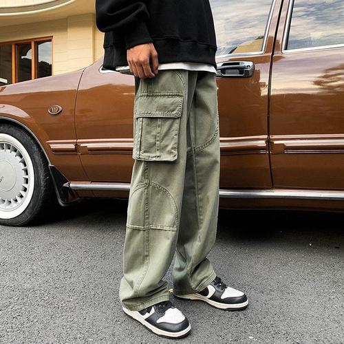 Men's Fall Work Pants Loose Trendy Retro Straight Leg Casual Pants Streetwear Brand Ins American Wide Leg Harem Long Pants