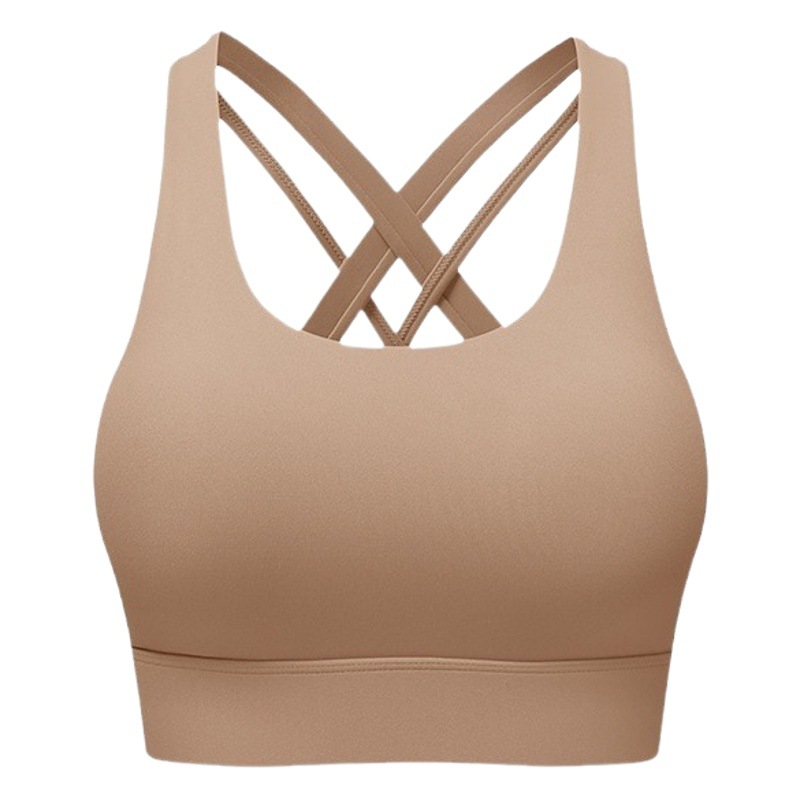 Actualizado desnudo Cruz trasera de una sola pieza fija Copa Sujetador deportivo yoga correr fitness ropa interior deportiva para mujeres