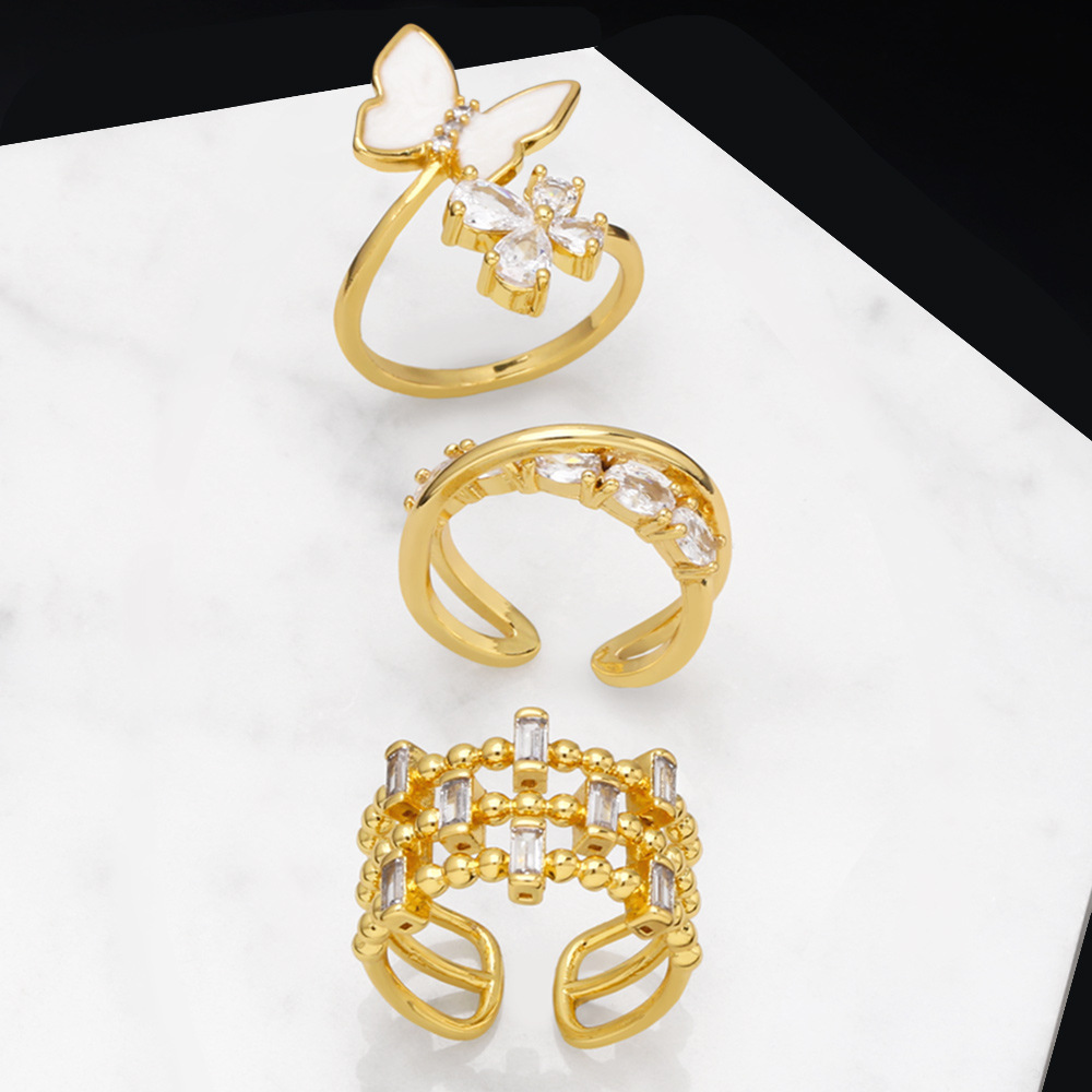 Fashion Butterfly Shaped Geometric Index Finger Simple Copper Ring Female