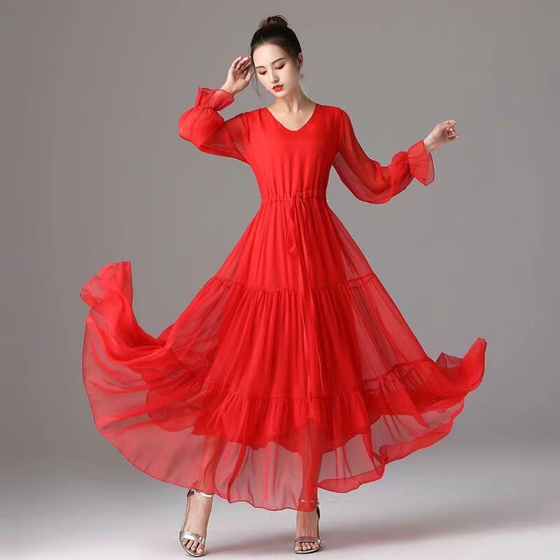 Summer Dress for Women, Desert Long Dress, Plus Size, Long-Sleeved Chiffon Beach Dress, Seaside Vacation, Super Fairy-Like, Sanya Travel, Elegant Summer Dress for Women, Desert Long Dress, Plus Size, Long-Sleeved Chiffon Beach Dress, Seaside Vacation, Super Fairy-Like, Sanya Travel, Elegant