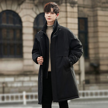 075男士假两件羽绒服中长款风衣加厚2024冬季新款户外休闲冲锋衣