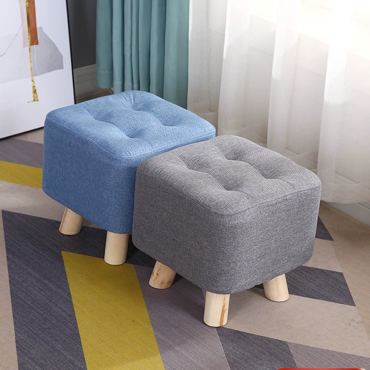Маленький табурет из цельного дерева для домашнего использования, небольшой табурет для дивана, табурет для смены обуви в гостиной, детский квадратный табурет, модный табурет с подставкой для ног, низкий табурет.