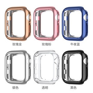For iwatch7 Watch Case Half Pack Electroplated TPU Apple 1-7 Generation Smart Outer Protective Cover Universal Soft Hollow