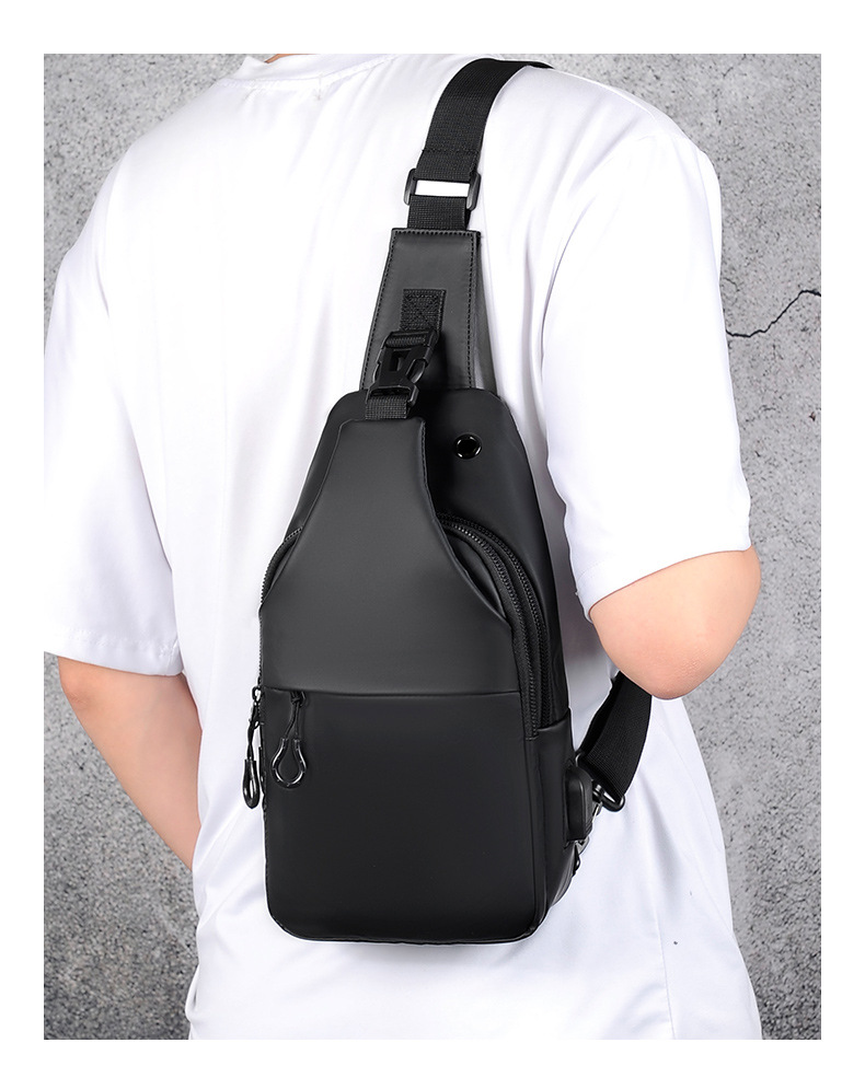 New Oxford Cloth Chest Bag, Single Shoulder Bag, Men's Wear-resistant Crossbody Bag, Casual Sports, Large Capacity Chest Diagonal Hanging Bag, Men's_voghion.com