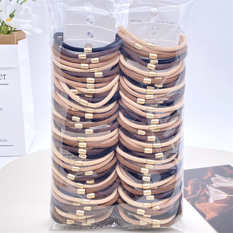 Tarjeta 3 cuerda de pelo simple estilo coreano banda de pelo incrustado en diamantes básica cuentas de cobre del todo partido banda de pelo cuerda elástica de pelo accesorios para el cabello image 5