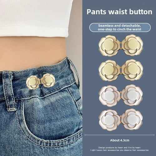 Waist-tightening buttons with love, no sewing, detachable pins, waistband can be changed to smaller tightening buttons, invisible adjustable hidden buttons