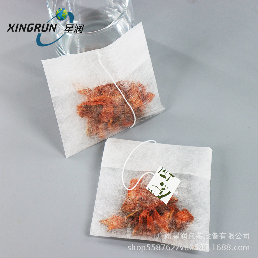 玉米纤维带线标花茶包反析过滤茶包袋   PLA玉米丝网反折过滤空袋