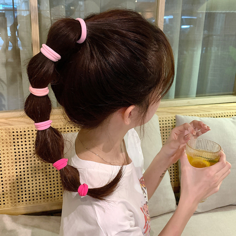 Lazo del pelo banda de goma venta al por mayor en caja niñas alta Cola de Caballo cabeza cuerda banda de goma cubierta de cuero nuevo color Banda de pelo cuerda de pelo