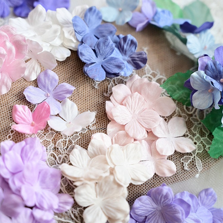 B6 ホットフラワー造花サテン立体プリーツフラワーアクセサリー DIY 手作りベビー服花材アジサイの花びら|undefined