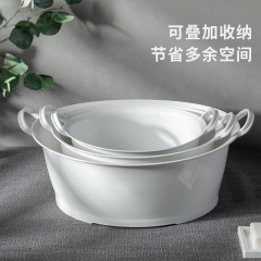 洗面器家庭用特大サイズ洗濯盆プラスチック双耳盆赤ちゃん学生寮足盆は野菜鉢を厚くする