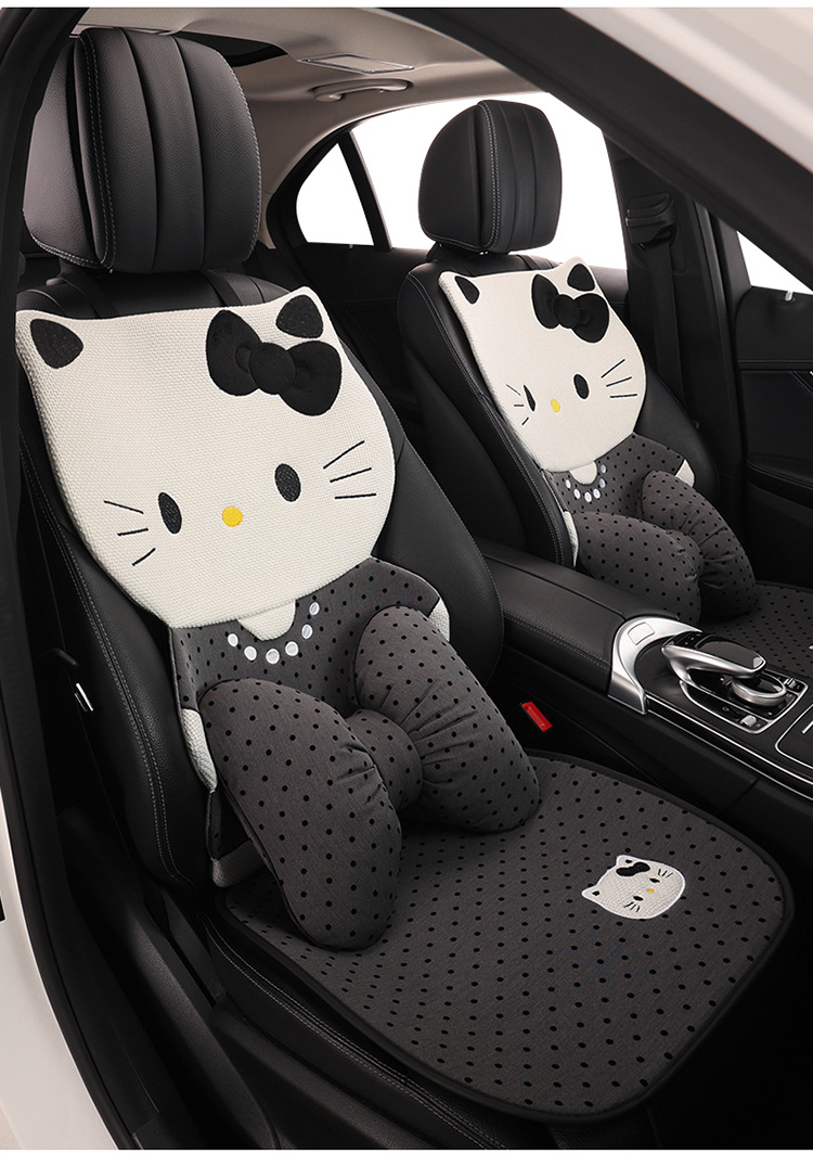Cat Car Seat Cushion Cartoon Style Breathable Non-Slip Seat Pad Universal for All Seasons Car Seat Cover Summer General Use