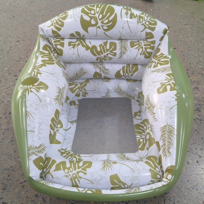 Transfronterizos gruesos PVC sofá flotante de agua pequeña margarita en forma de U respaldo flotante asiento de piscina cama inflable flotante