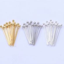 S925纯银圆头针0.5mm线粗15mm20mm25mm球针diy银饰配件串珠饰品针
