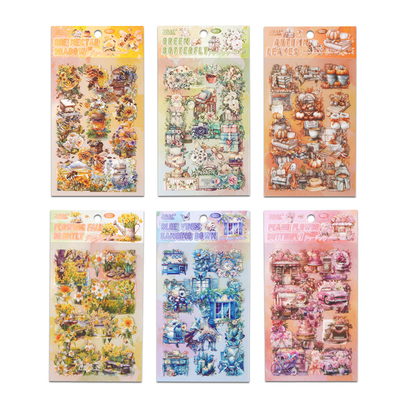 Cross-border Yueya Qingfeng Series Pegatinas de pet transparentes a prueba de agua Diario de bricolaje Decoración Collage Material Pegatinas