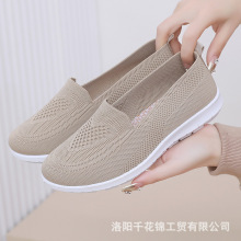 老北京布鞋女春季一脚蹬飞织透气休闲女鞋TEMU跨境大码女士平底鞋