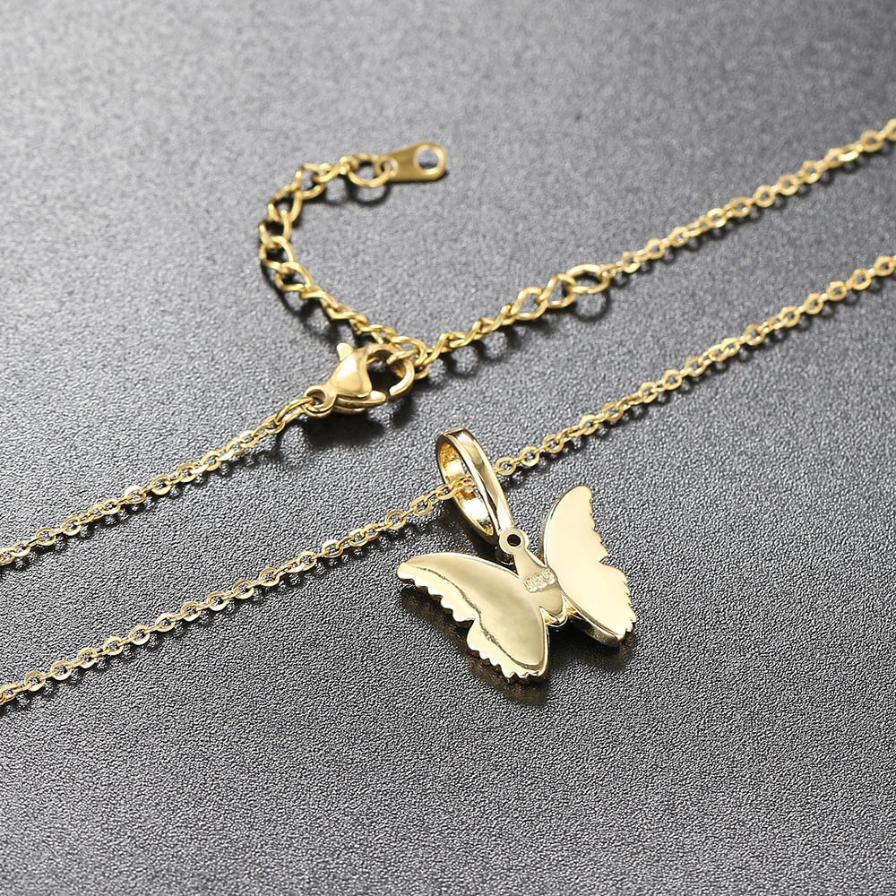 Fashion Butterfly Copper Rhinestone Pendant Necklace