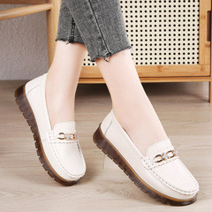 一腳蹬舒適軟底散步鞋媽媽鞋小白鞋豆豆鞋女休閒鞋平跟護士單鞋子