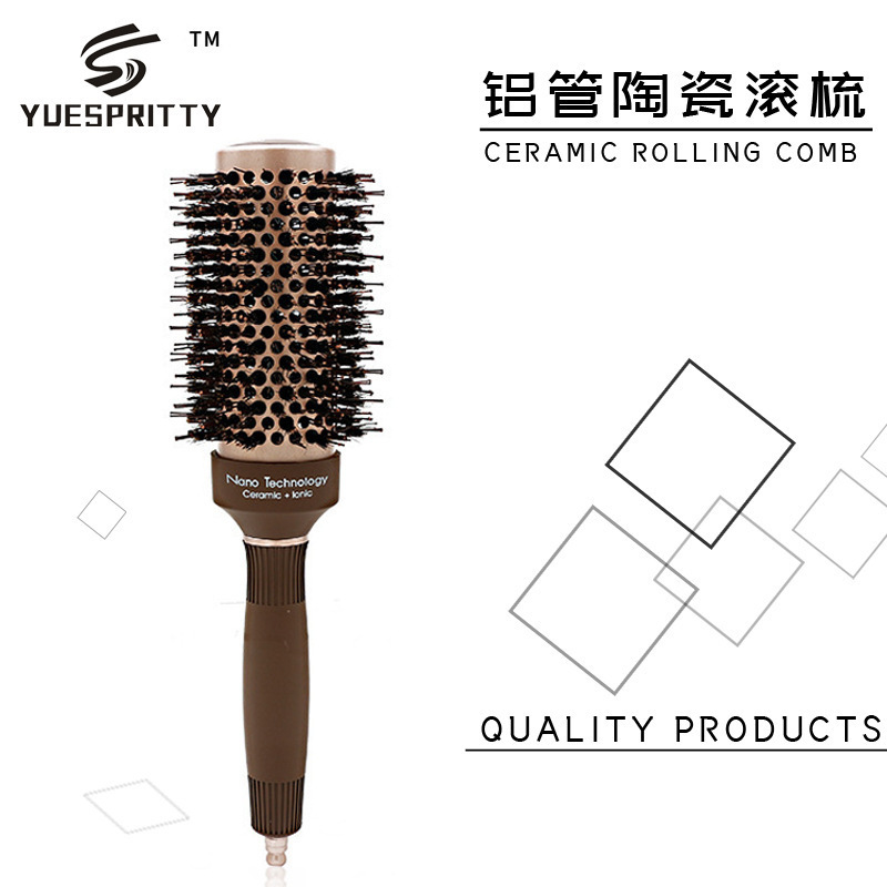 Natural de alta calidad traje de modelado de aire térmico cilindro Pelo Rizado rodillo peine punta cola rodillo peine tubo de aluminio Mane cerámica rodillo peine