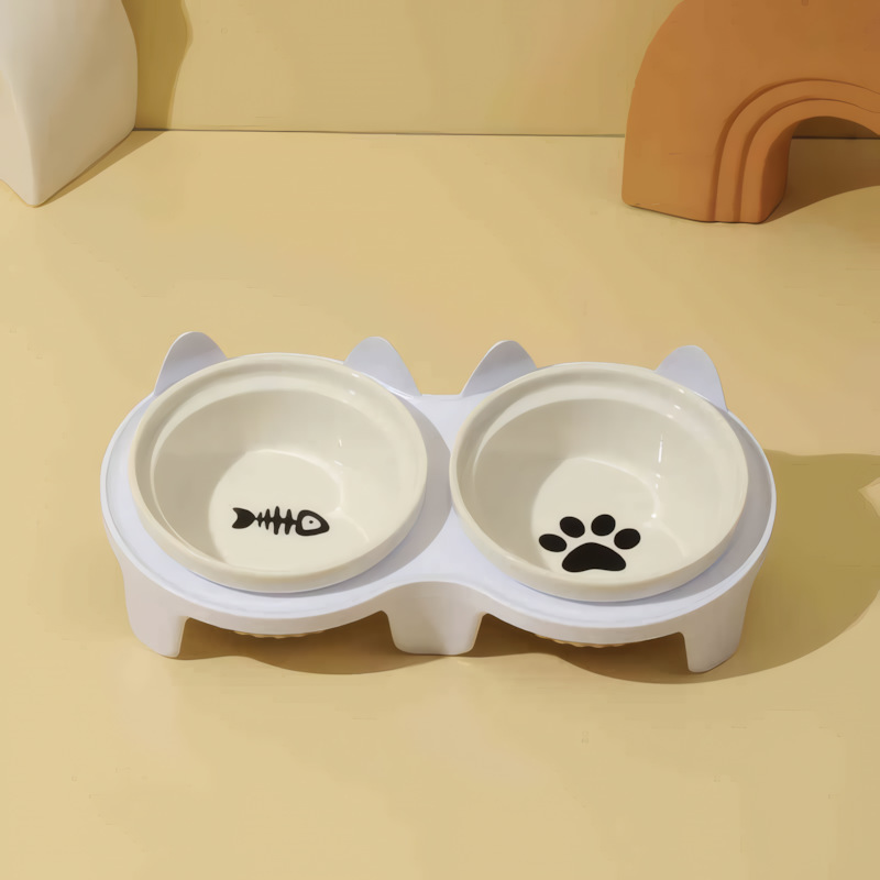 흰색 두꺼운 이중 그릇 + 흰색 낙하 방지 프레임