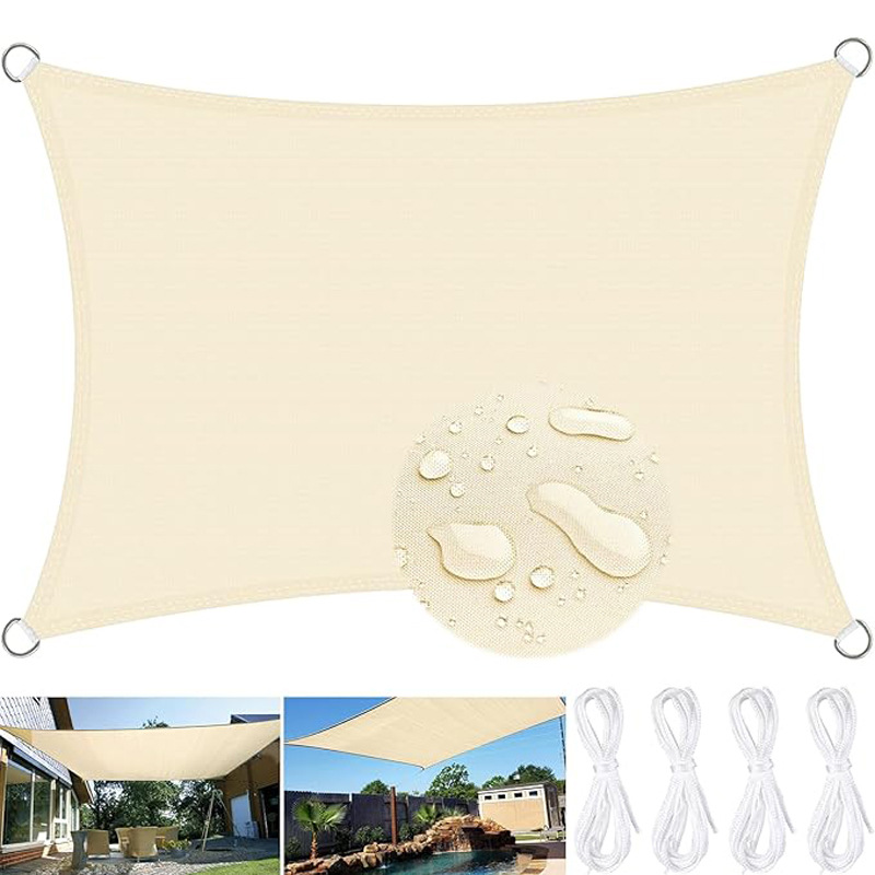 Cross-border outdoor rectangular rainproof sunshade sail for balcony and yard, sun-resistant and waterproof canopy fabric