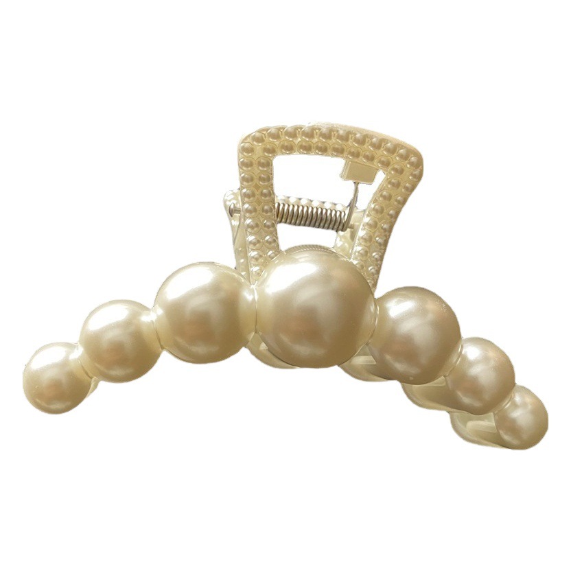 Oferta especial francés retro pelo agarre Cabeza trasera perla gran pinza de pelo chica horquilla Corea del Sur elegante temperamento tiburón clip