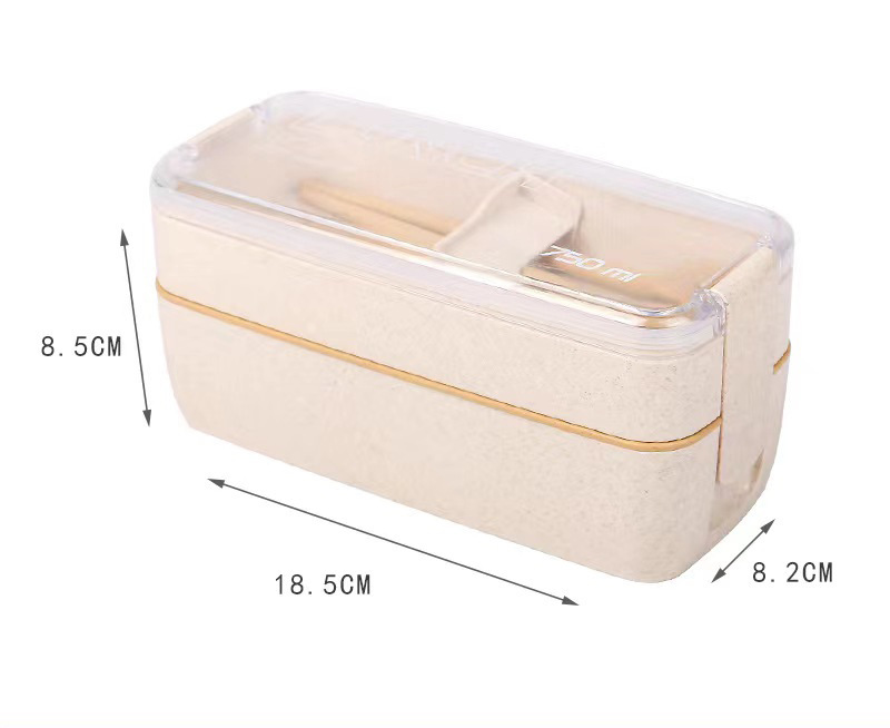 Lonchera de paja de trigo vajilla Coreano lonchera de doble capa trabajador de oficina estudiante lonchera portátil horno microondas calefacción